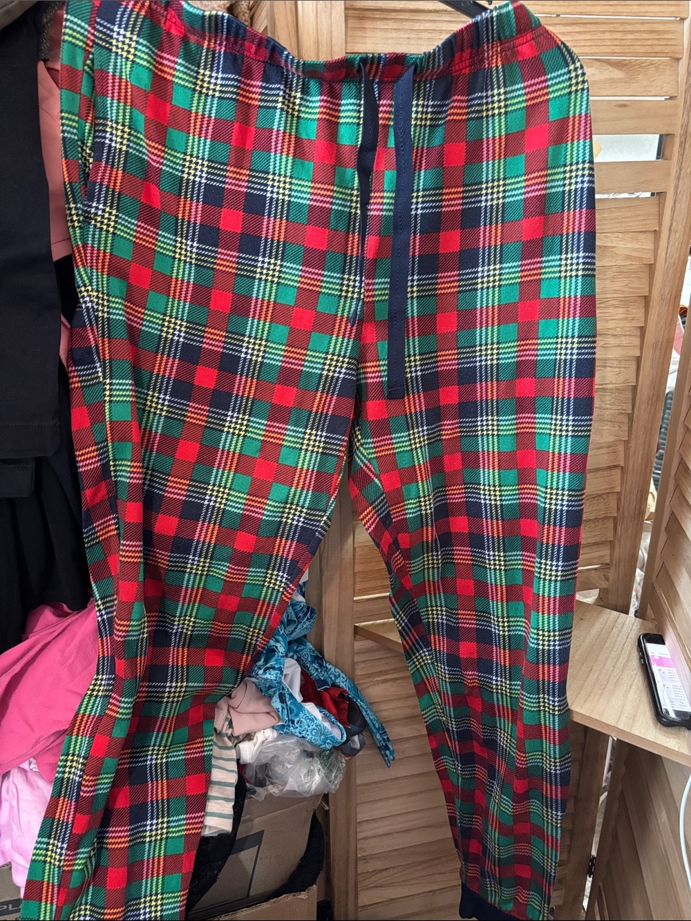 dearfoams Red and Green Plaid Ladies Jogger Lounge Pants Large
